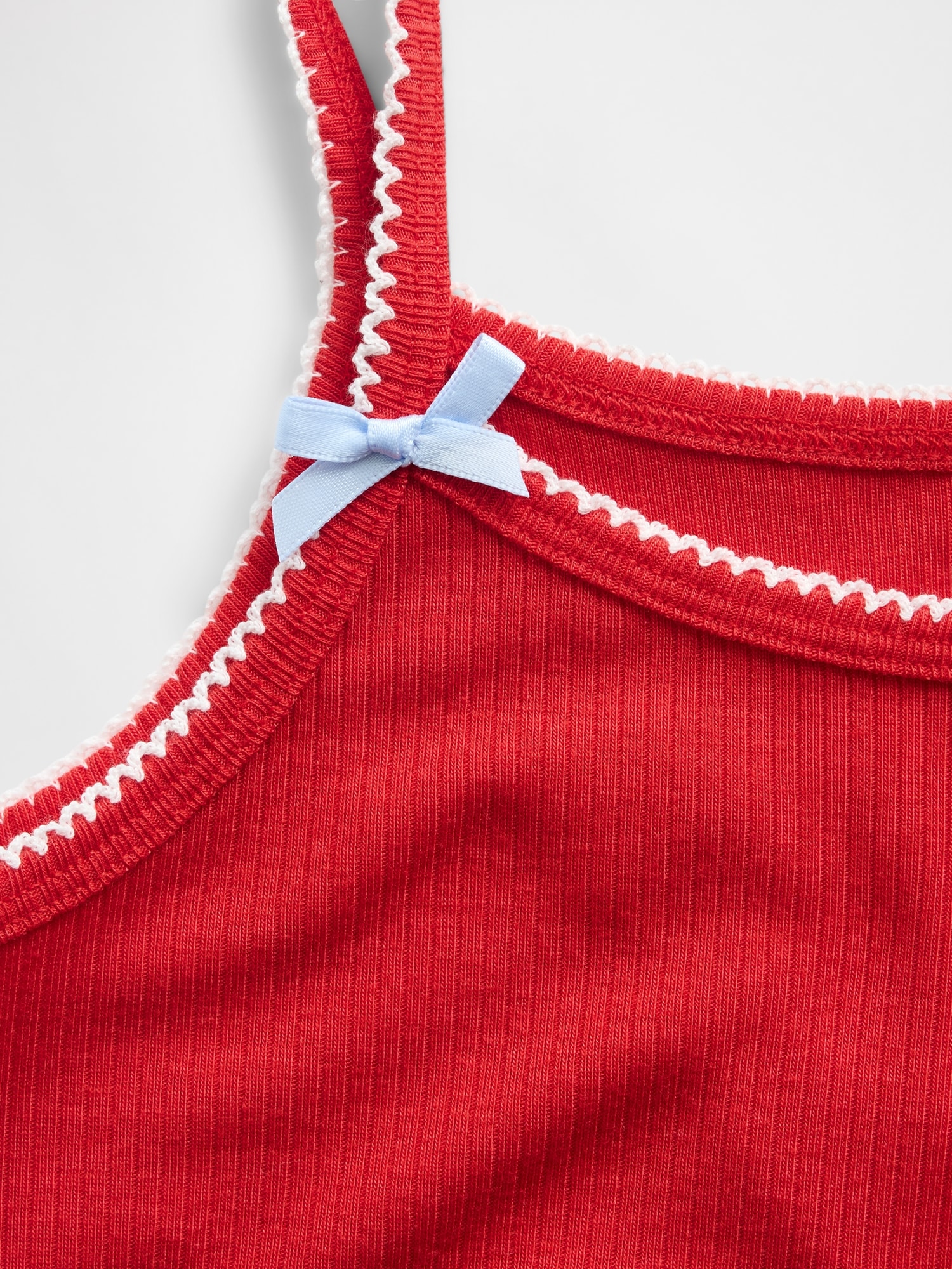 Детская пижамная майка Gap в рубчик из переработанных материалов, цвет: Красный — фото 4