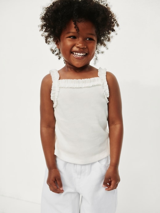 Image number 5 showing, Baby & Toddler Rib Ruffle Apron Tank Top