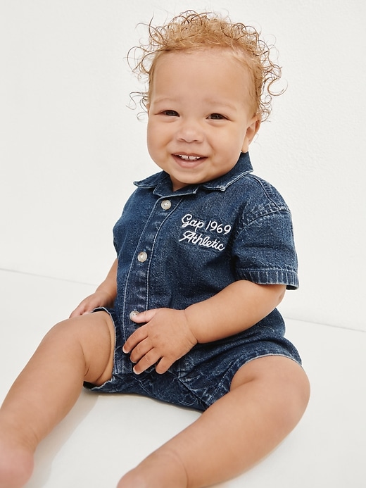 Image number 5 showing, Baby Denim Gap Logo Shorty One-Piece