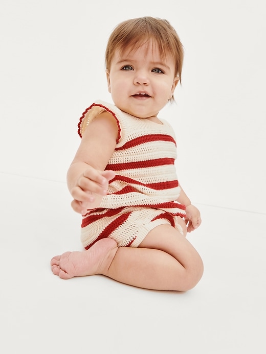 Image number 4 showing, Baby Crochet Stripe Outfit Set