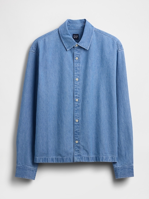 Image number 5 showing, Denim Relaxed Straight-Hem Shirt