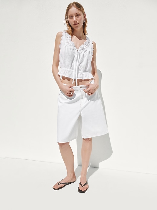 Image number 6 showing, 11" Mid Rise Longline Denim Shorts