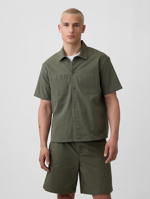 Image number 1 showing, Relaxed Straight-Hem Utility Shirt