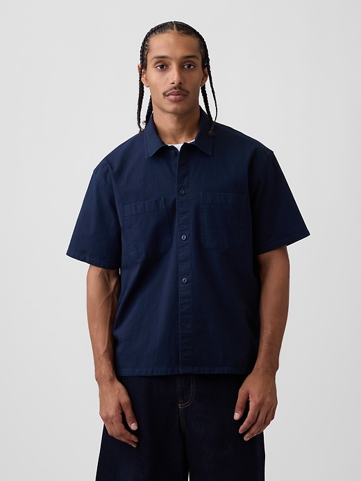Image number 1 showing, Relaxed Straight-Hem Utility Shirt