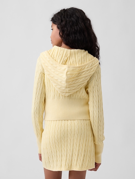 Image number 3 showing, Kids Cable-Knit Sweater Zip Hoodie