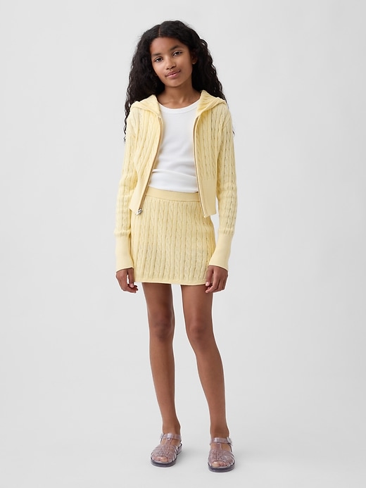 Image number 4 showing, Kids Cable-Knit Sweater Zip Hoodie