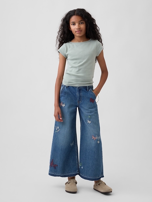 Image number 1 showing, Kids Low Rise Embroidered Baggy Jeans