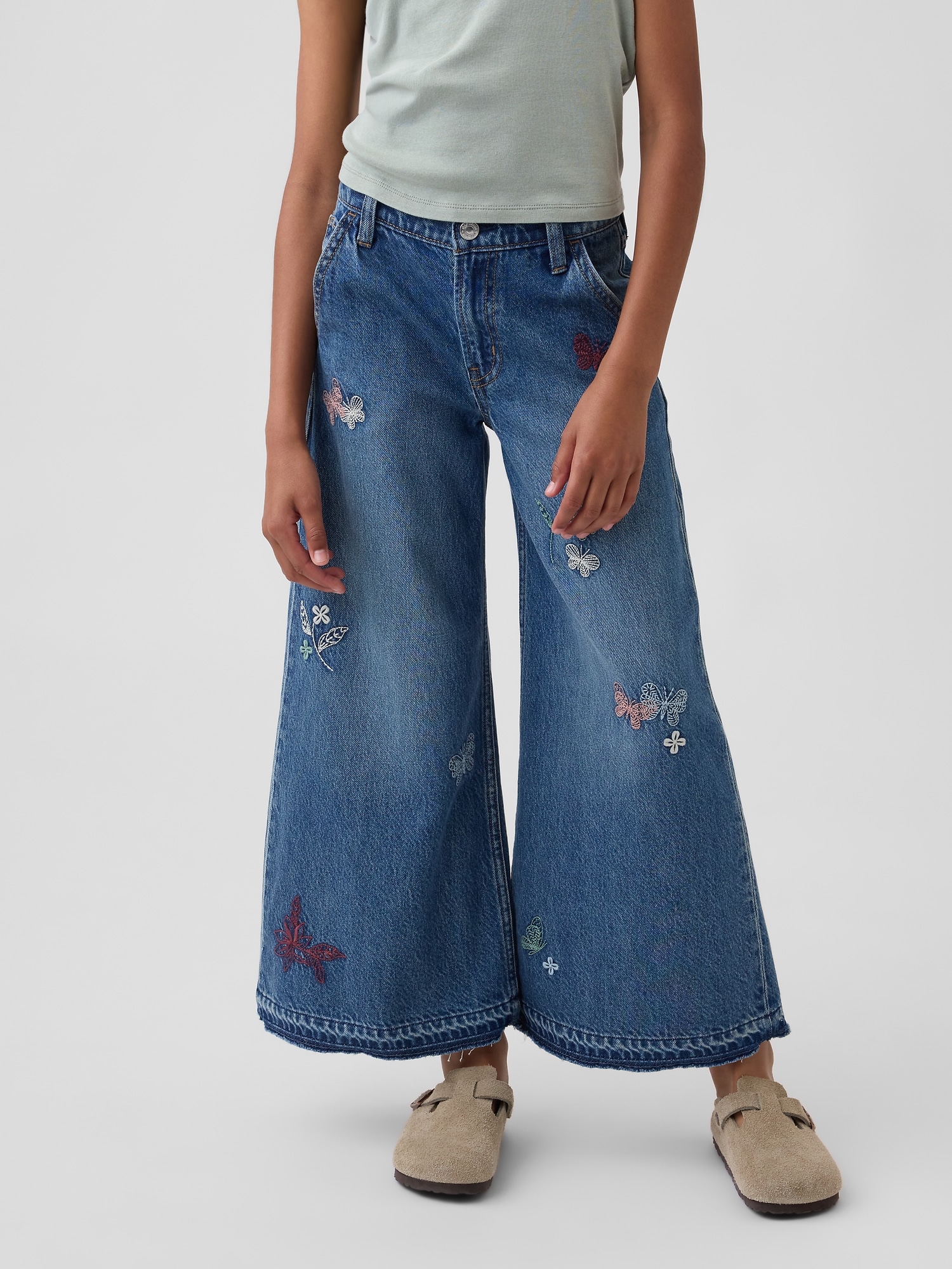 Kids Low Rise Embroidered Baggy Jeans