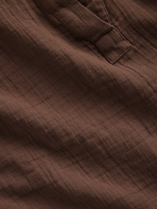 Image number 4 showing, Cotton Gauze Oversized Split-Neck Top