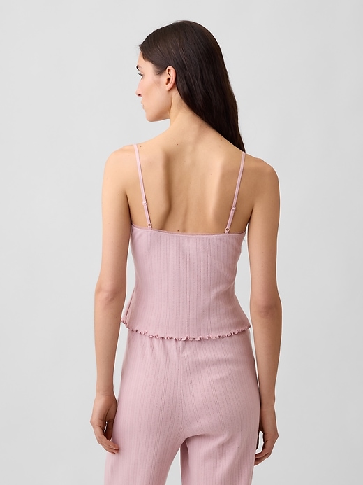 Image number 3 showing, Pointelle Lettuce-Hem Crop PJ Cami