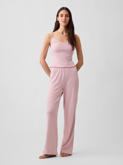 Image number 2 showing, Pointelle Lettuce-Hem Crop PJ Cami