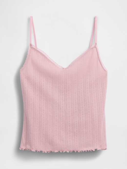 Image number 5 showing, Pointelle Lettuce-Hem Crop PJ Cami