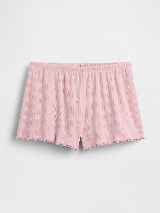 Image number 6 showing, Pointelle Lettuce-Hem PJ Shorts
