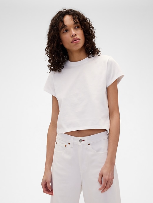 Image number 1 showing, Gap × Victoria Beckham Organic Cotton Logo Crop T-Shirt