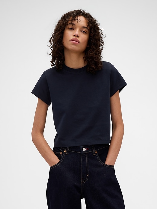Image number 1 showing, Gap × Victoria Beckham Organic Cotton Logo Crop T-Shirt