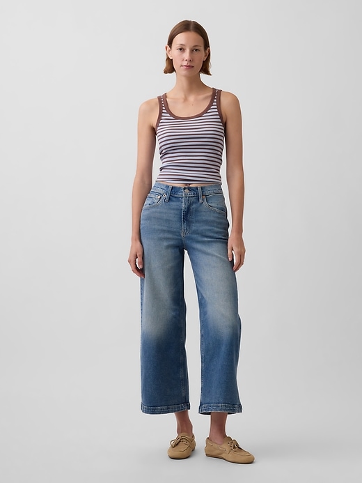 Image number 1 showing, High Rise Stride Wide-Leg Ankle Jeans