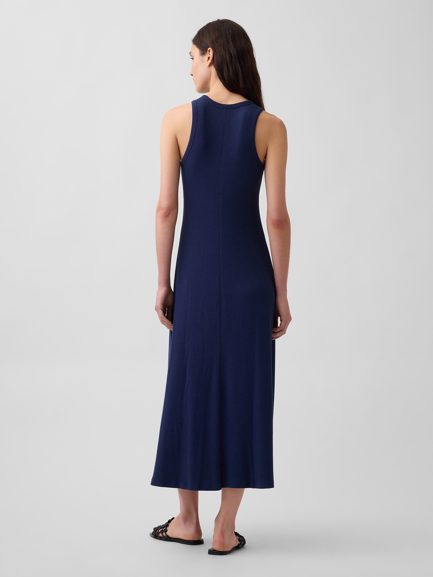 Женское платье Gap Modern Rib Shelf-Bra Maxi, цвет: Тёмно-синий — фото 2