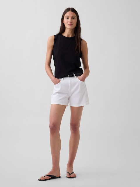 3.5" High Rise Relaxed Straight Denim Shorts