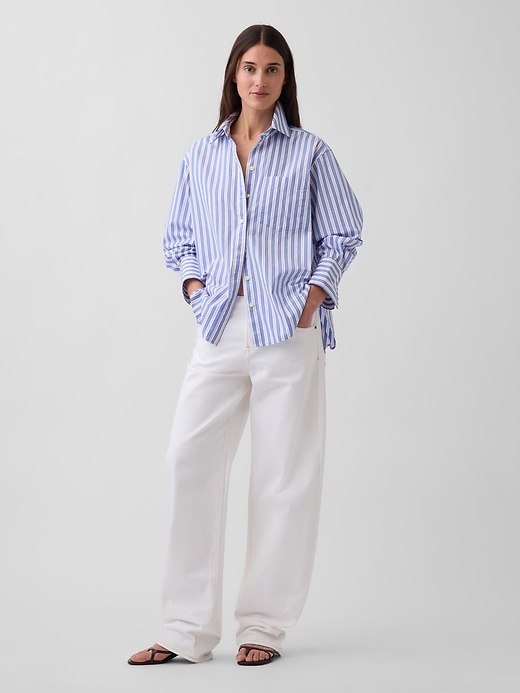 Image number 2 showing, Organic Cotton Poplin Stripe Big Shirt