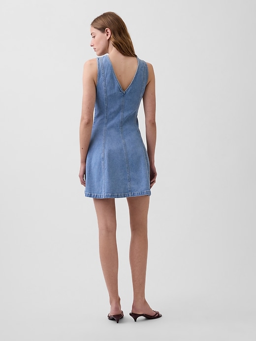 Image number 2 showing, Denim Seamed Zip-Front Mini Dress