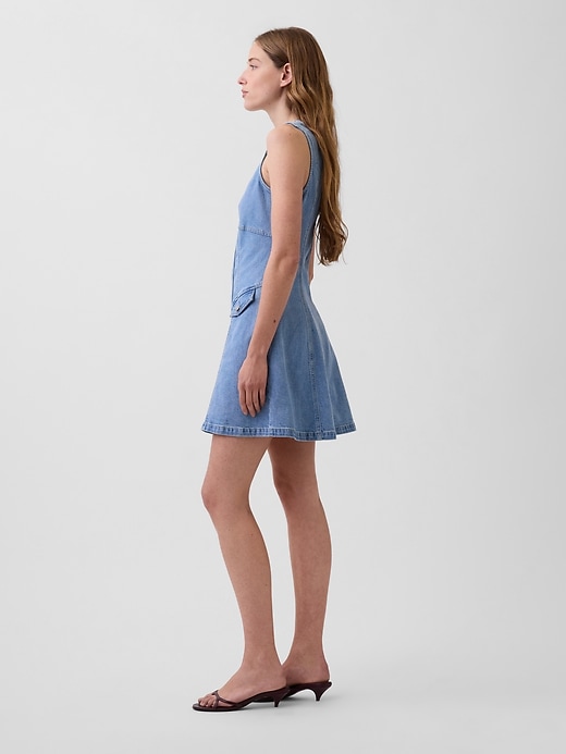 Image number 3 showing, Denim Seamed Zip-Front Mini Dress