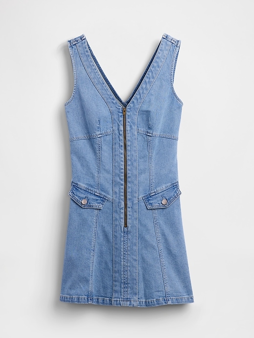 Image number 5 showing, Denim Seamed Zip-Front Mini Dress