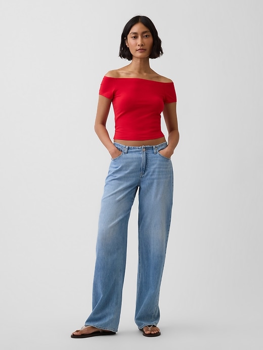 Image number 2 showing, CloseKnit Jersey Off-Shoulder Crop T-Shirt