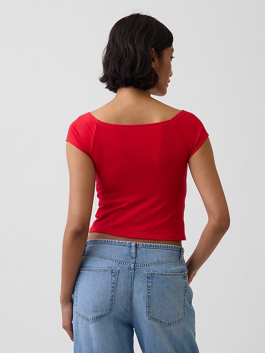 Image number 3 showing, CloseKnit Jersey Off-Shoulder Crop T-Shirt