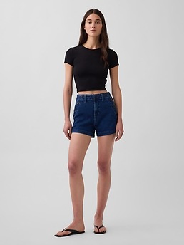 Женские шорты Gap 3.5" High Rise Relaxed Straight Denim Shorts — фото 3