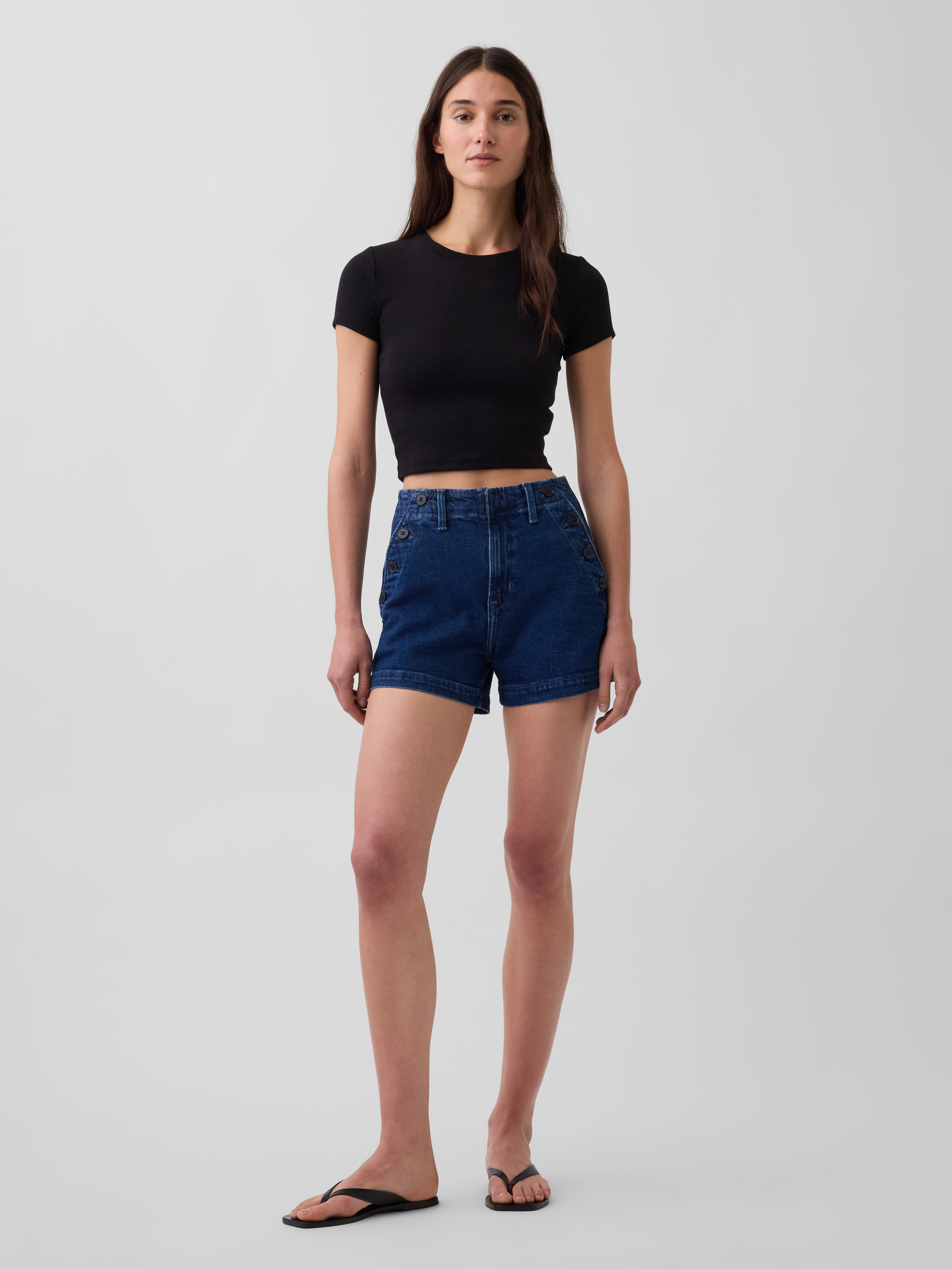 3.5" High Rise Relaxed Straight Denim Shorts