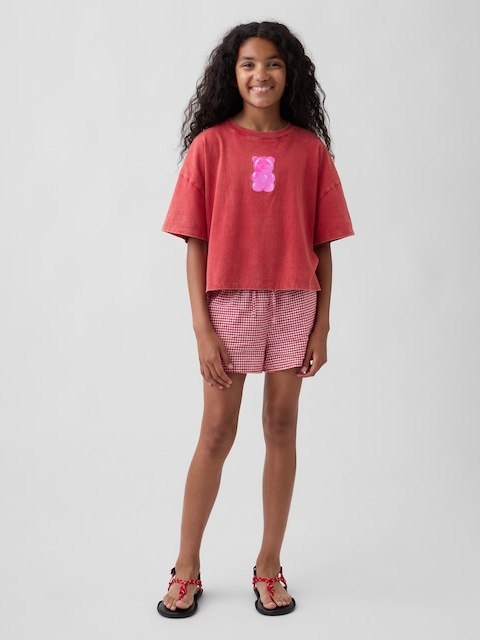 Kids Linen-Cotton Gingham Easy Shorts