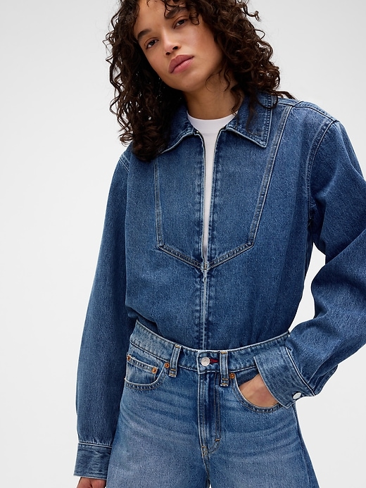 Image number 1 showing, Gap × Victoria Beckham Denim Zip Shirt