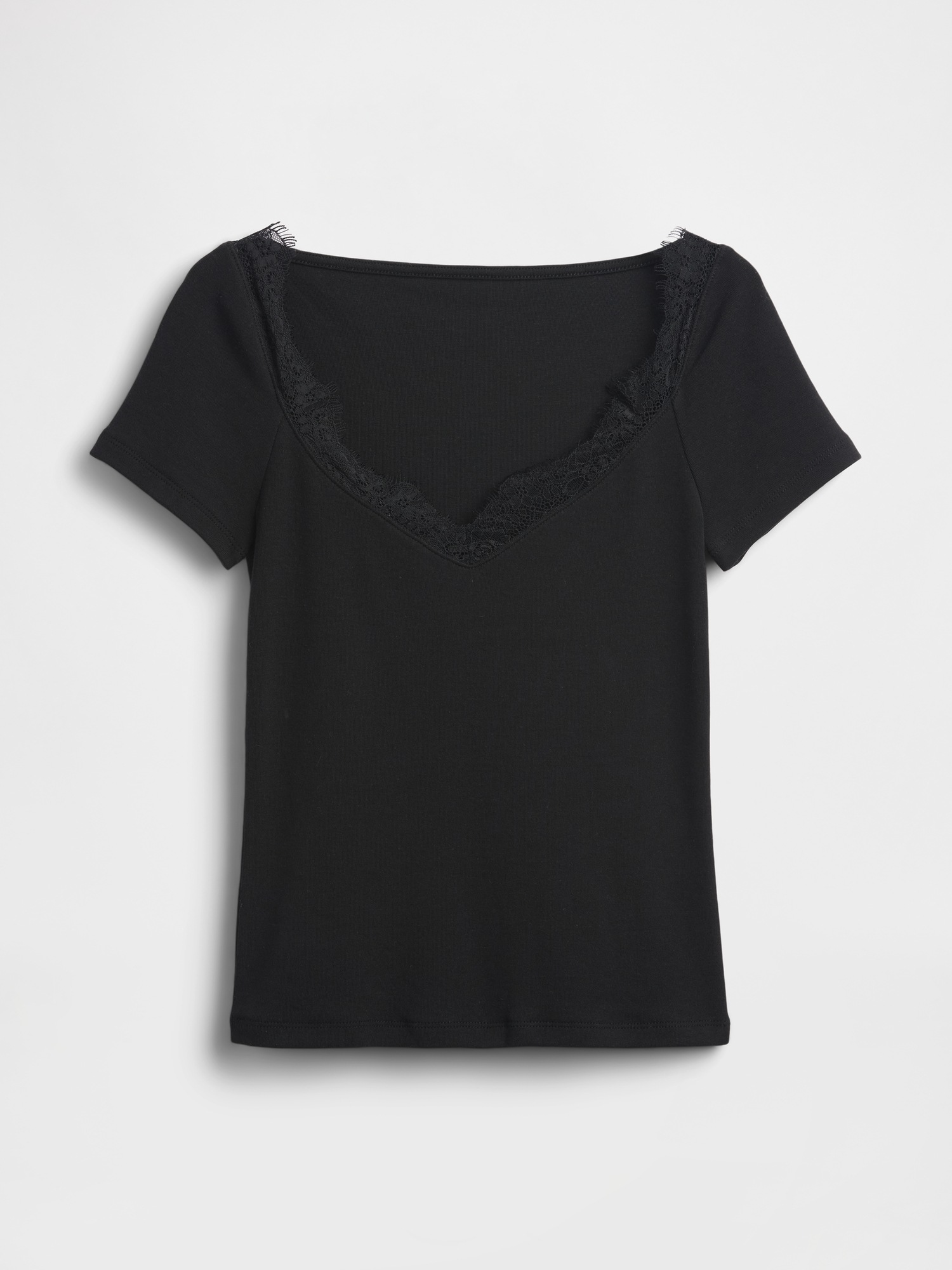 Женский топ Gap Modern Lace-Trim Crop Top, цвет: Чёрный — фото 5