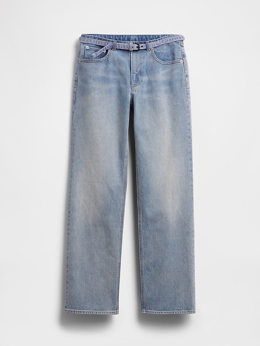 Image number 5 showing, Mid Rise Micro Belt Relaxed Straight Jeans