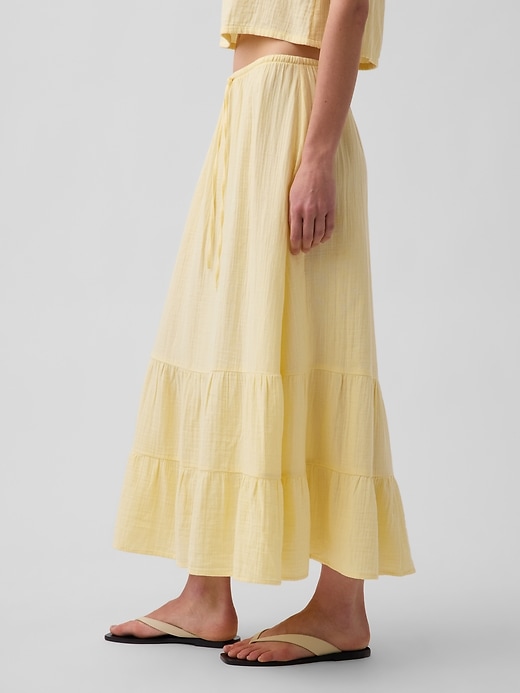 Image number 3 showing, Cotton Gauze Tiered Easy Maxi Skirt