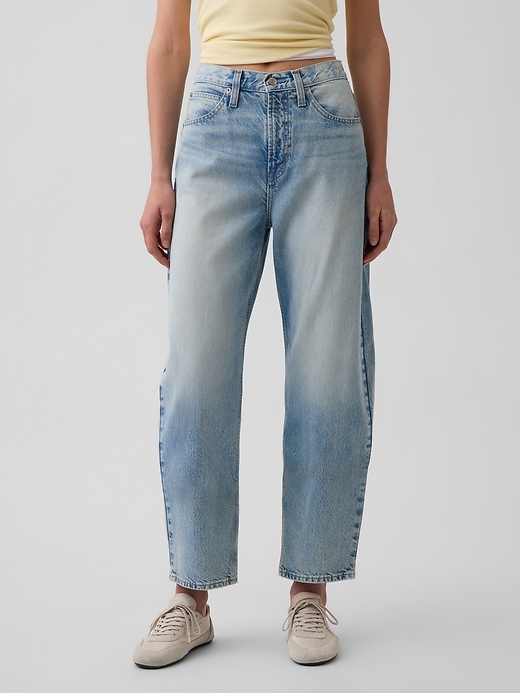 Image number 2 showing, High Rise Crop Barrel Jeans