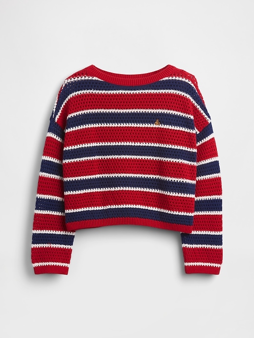 Image number 2 showing, Kids Crochet Oversized Stripe Sweater
