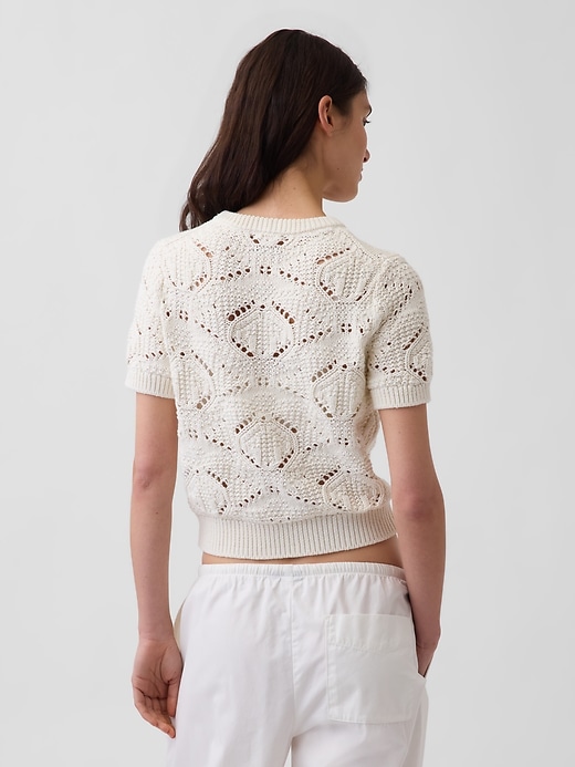 Image number 3 showing, 100% Cotton Crochet Sweater