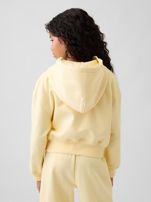 Image number 3 showing, Kids VintageSoft Relaxed Lace-Trim Zip Hoodie