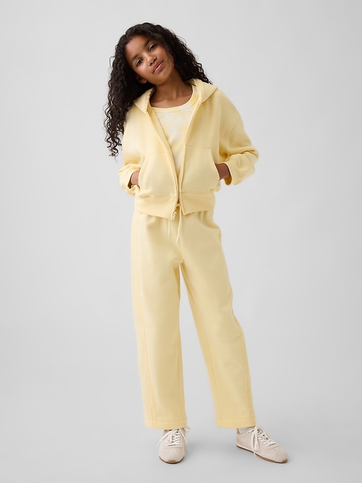 Image number 4 showing, Kids VintageSoft Relaxed Lace-Trim Zip Hoodie