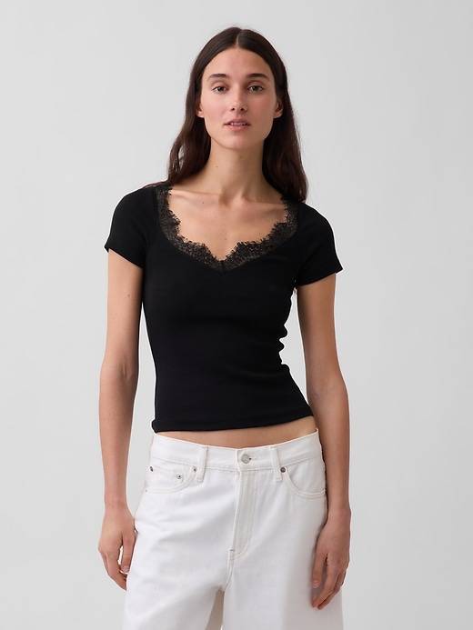 Image number 1 showing, Modern Lace-Trim Top