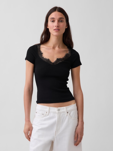 Modern Lace-Trim Crop Top