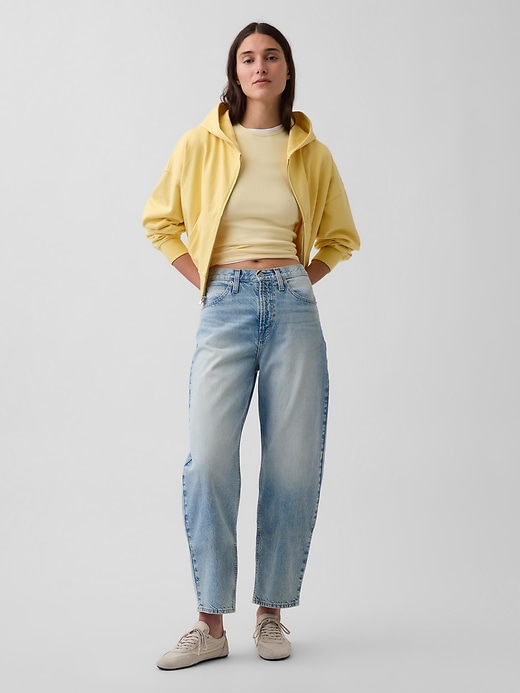 Image number 1 showing, High Rise Crop Barrel Jeans