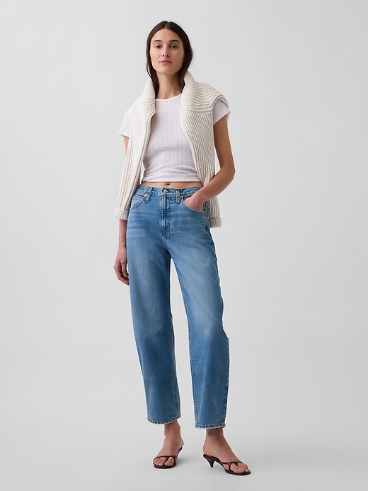 Image number 1 showing, High Rise Crop Barrel Jeans