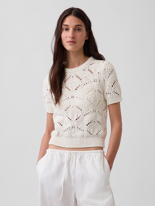 Image number 1 showing, 100% Cotton Crochet Sweater