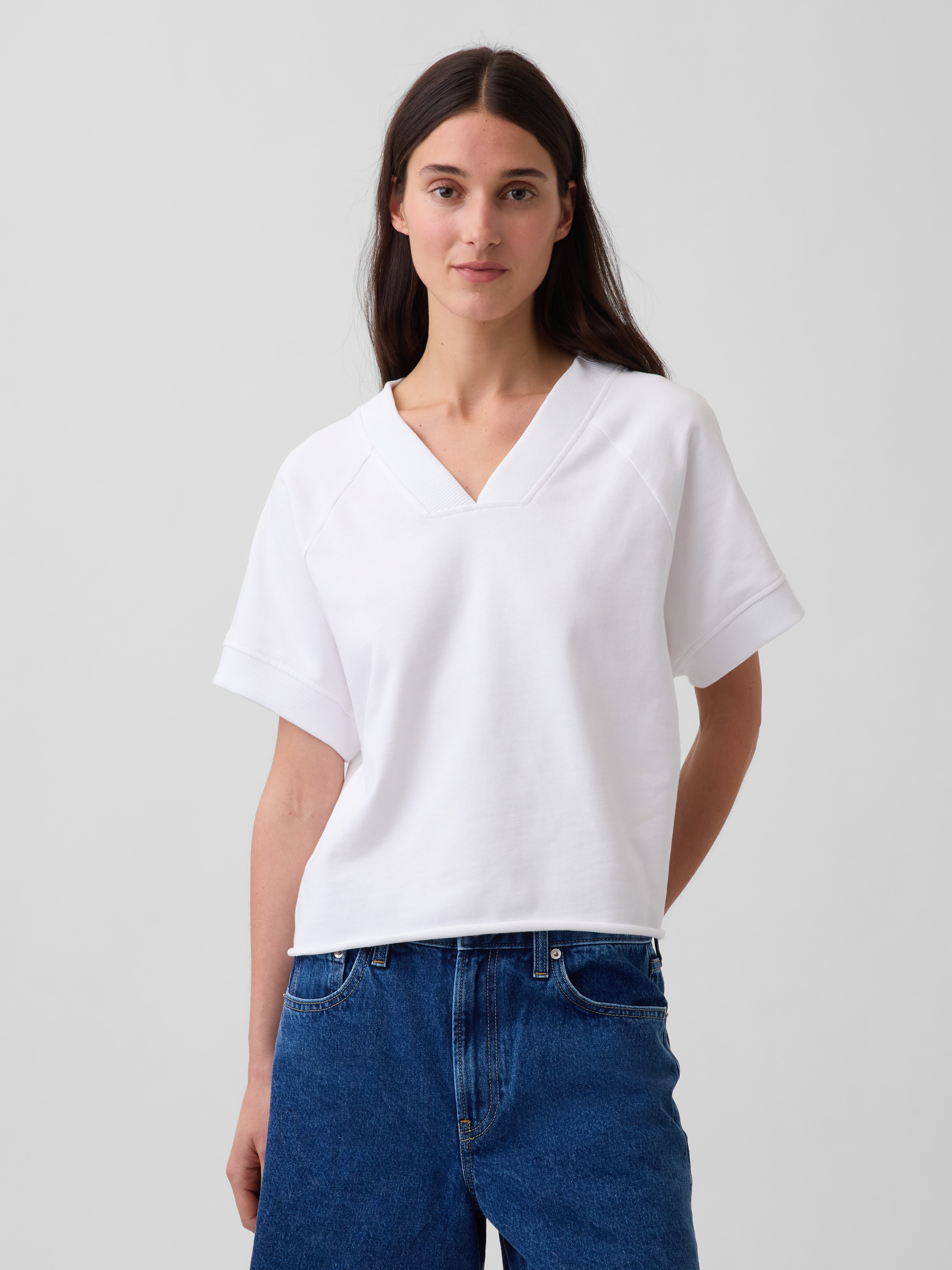 VintageSoft Terry Oversized V-Neck Sweatshirt