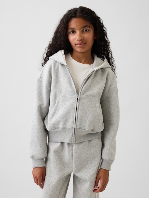 Kids VintageSoft Relaxed Lace-Trim Zip Hoodie