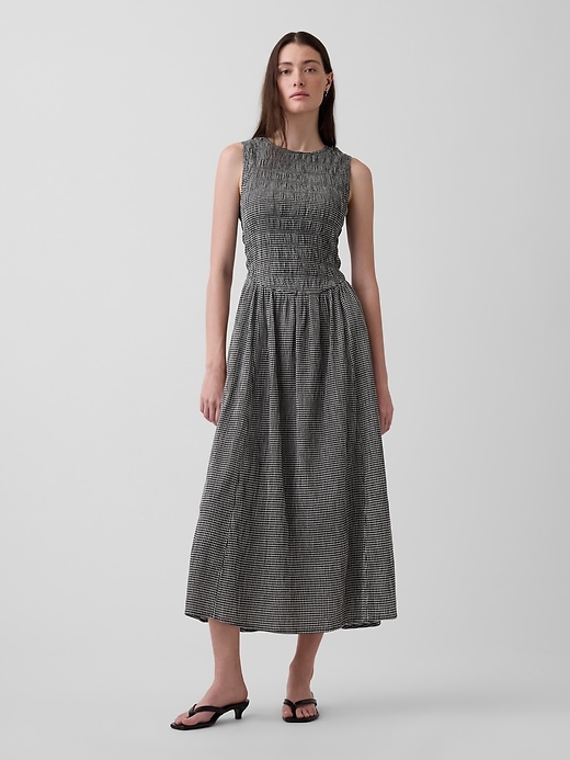 Image number 1 showing, Gingham Smocked Drop-Waist Maxi Dress