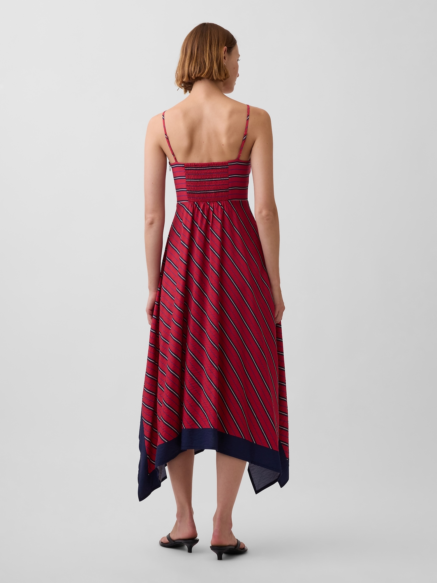 Женское платье Gap Stripe Handkerchief Midi, цвет: Красный с принтом — фото 2