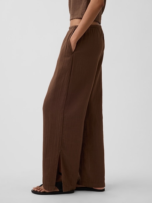 Image number 3 showing, Cotton Gauze Easy Split-Hem Pants